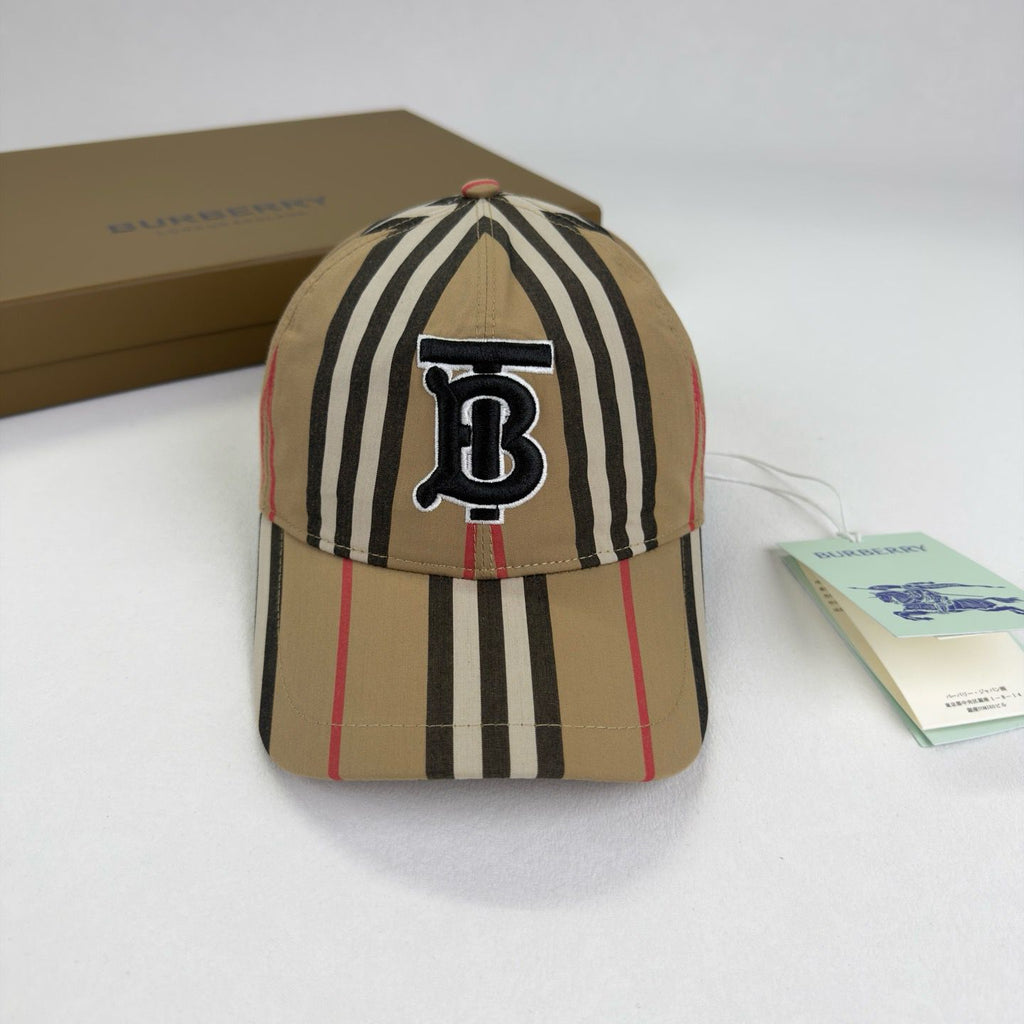 Casquette de baseball Burberry coton carreaux traditionnels monogramme beige