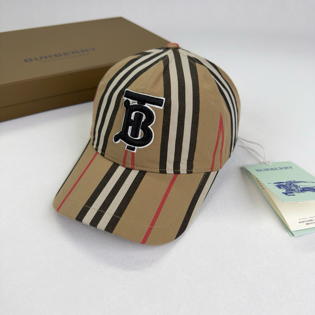 Casquette de baseball Burberry coton carreaux traditionnels monogramme beige