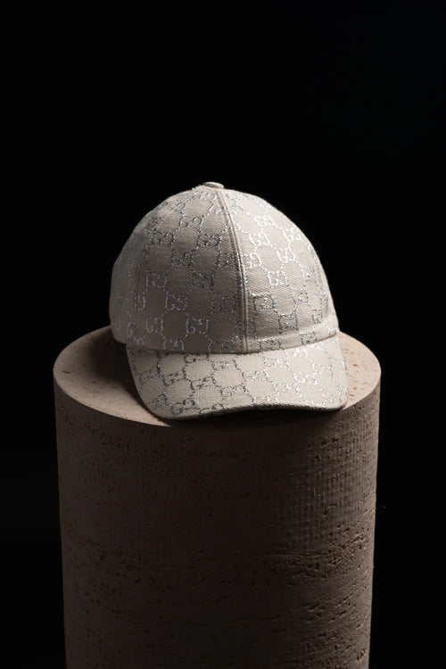 Casquette baseball GG Lamée Beige argent paillettes