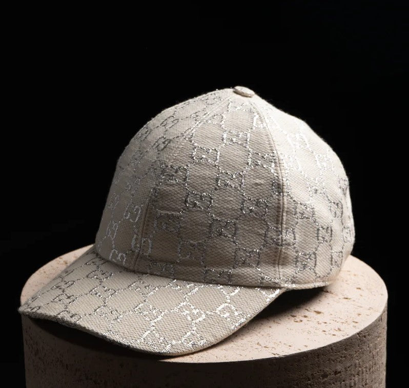 Casquette baseball GG Lamée Beige argent paillettes