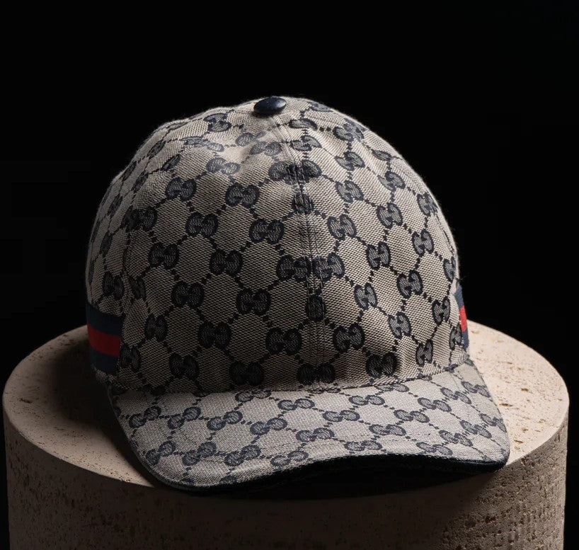 Casquette de baseball en toile GG Gris avec bande