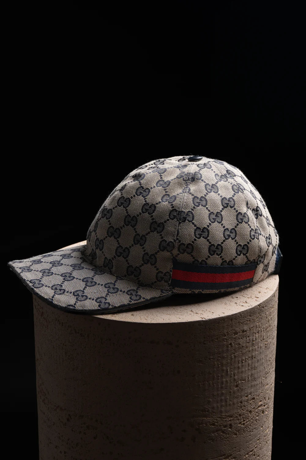 Casquette de baseball en toile GG Gris avec bande