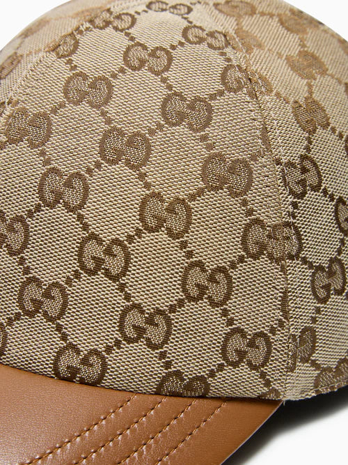 Casquette baseball visière en cuir Rouge Marron clair / foncé