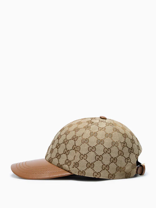 Casquette baseball visière en cuir Rouge Marron clair / foncé